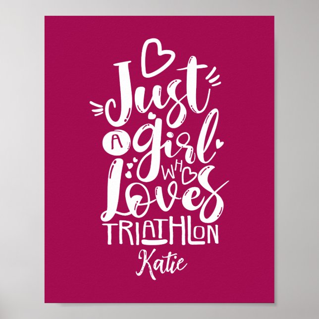 Cool Triathlon-motivation Röd Och Vit Typografi Poster (Framsidan)