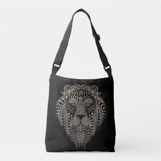 Cool Tribal Metallic Lion Head Black Axelväska