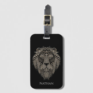 Cool Tribal Metallic Lion Head Personalised Bagagebricka