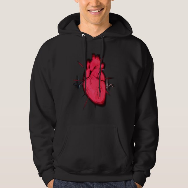 Cool Trippy Anatomical Heart for Doctors & Synthwa Hoodie (Framsida)