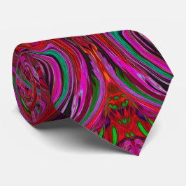 Cool Trippy Magenta, Röd och Grön Vågig Mönster Slips