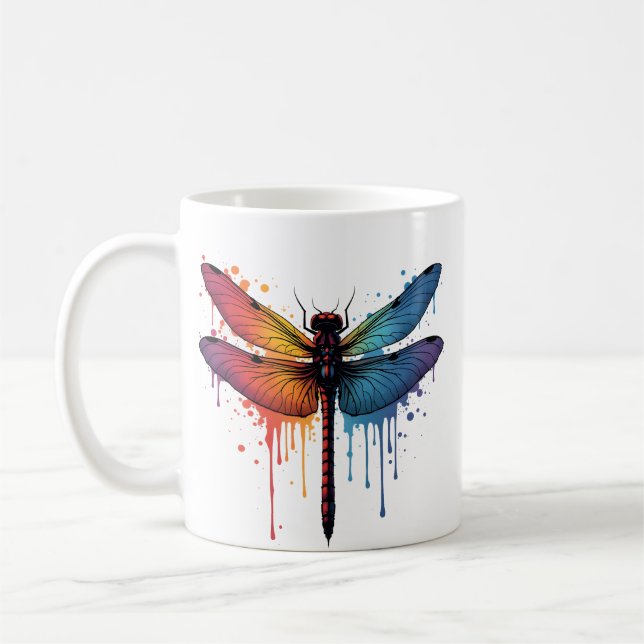 Cool Trollslända på färgrik målad Trollslända Kaffemugg (Vänster)