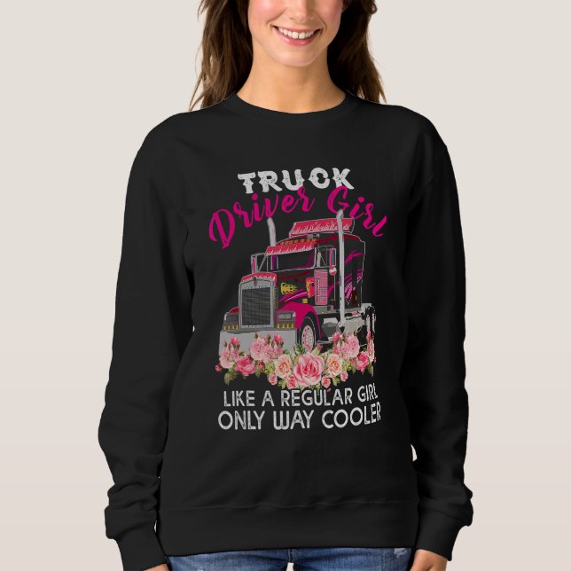 Cool Truck Driver Girl   Trucker Women T Shirt (Framsida)