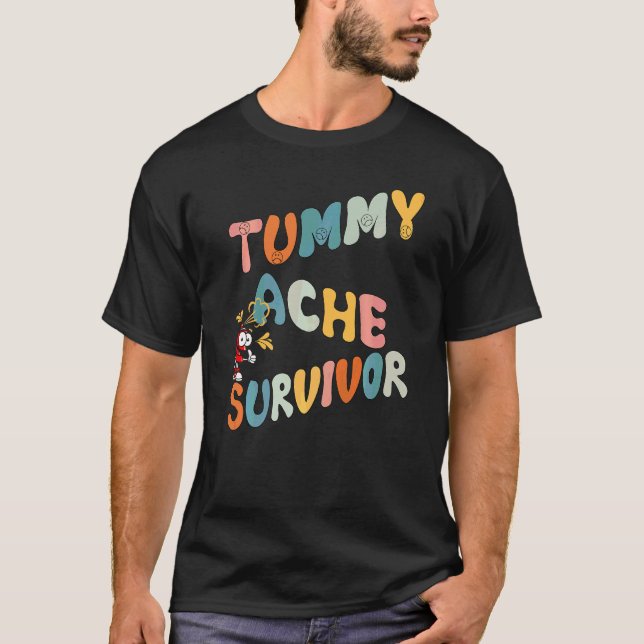Cool Tummy Ache Survivor Magont Magont Irriterad T Shirt (Framsida)