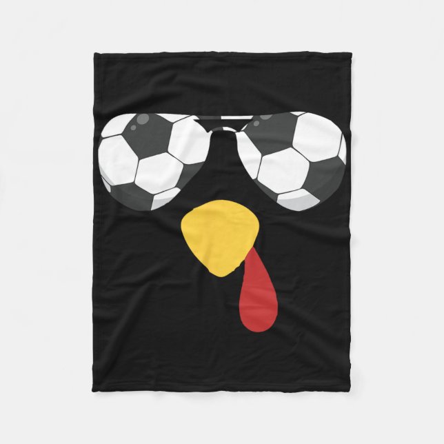 Cool Turk Ansikte Med Fotboll Solglasögon Thanksgi Fleecefilt (Framsidan)