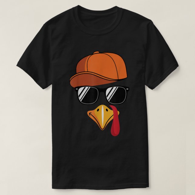 Cool Turkey Face Funny Thanksgiving Disguise Tee (Design framsida)