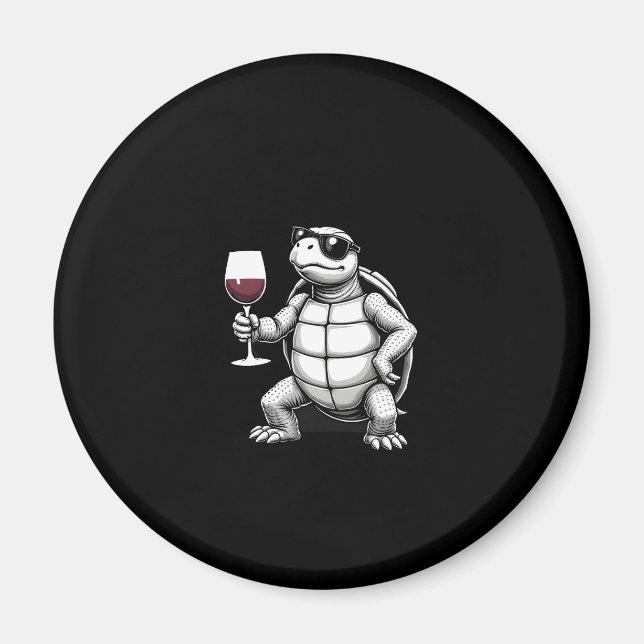 cool turtle drinking red wine art print_1 (4) magnet (Framsidan)