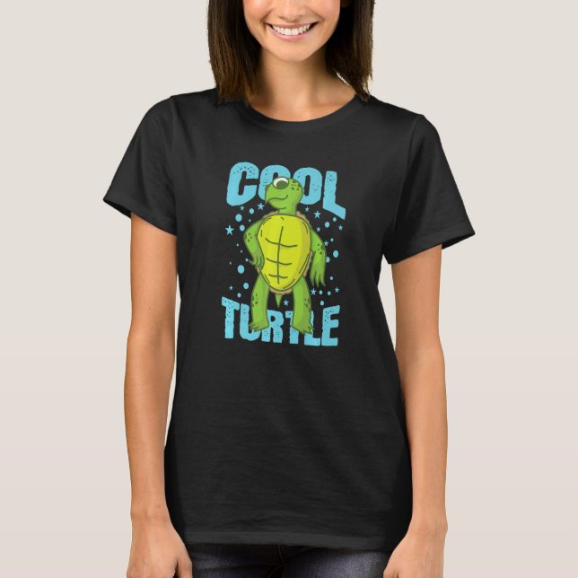Cool Turtle Reptile Water Back Shell T Shirt (Framsida)