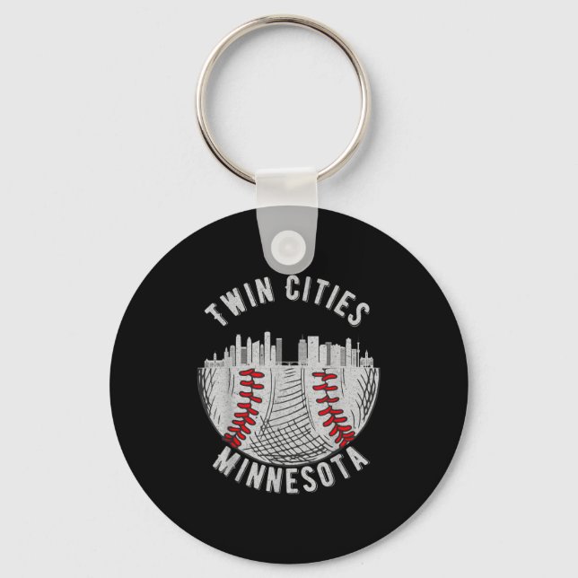 Cool Twin Cities Minnesota Mn Baseball Skyline St  Nyckelring (Framsida)