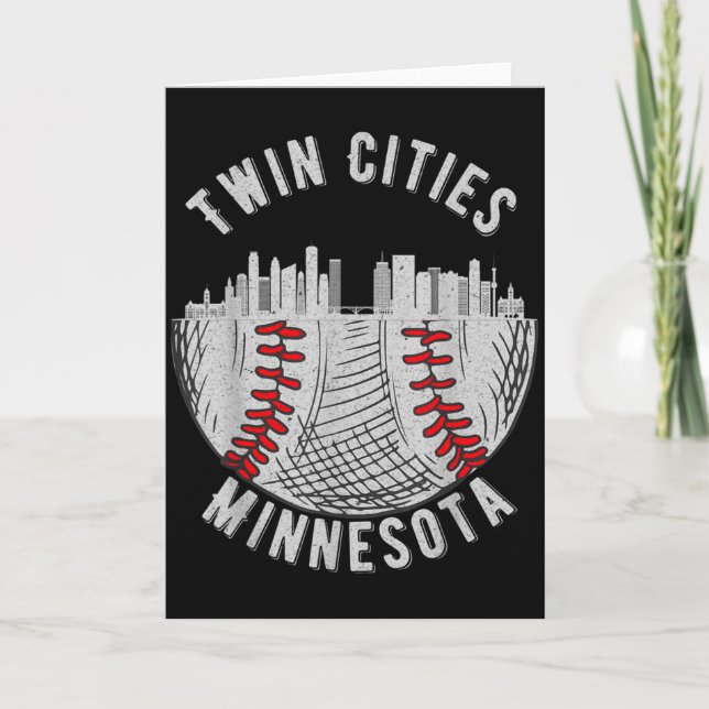 Cool Twin Cities Minnesota Mn Baseboll Skyline St  Kort (Framsida)