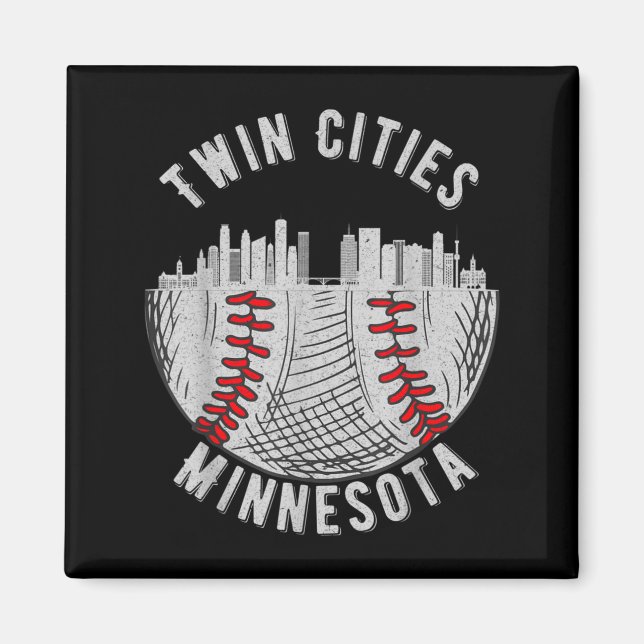 Cool Twin Cities Minnesota Mn Baseboll Skyline St  Magnet (Framsidan)