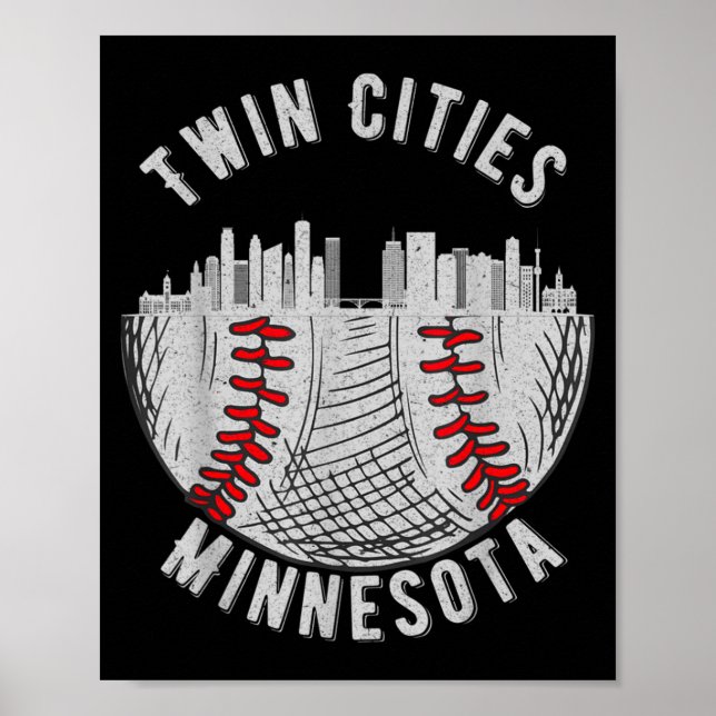 Cool Twin Cities Minnesota Mn Baseboll Skyline St  Poster (Framsidan)
