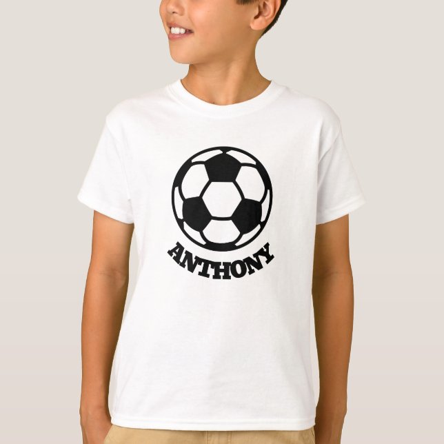 Cool Two-sided Soccer Ball Name and Number T Shirt (Framsida)