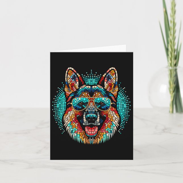 Cool tysk schäferhund mosaik konst stil jul kort (Framsida)