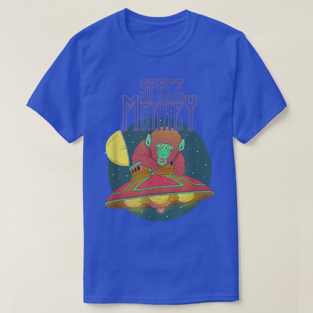 Cool UFO Alien Monkey Outer Space  T Shirt (Design framsida)