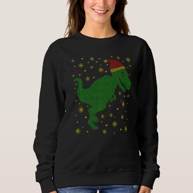 Cool Ugly Christmas Dinosaur Merry Xmas Party T Shirt (Framsida)