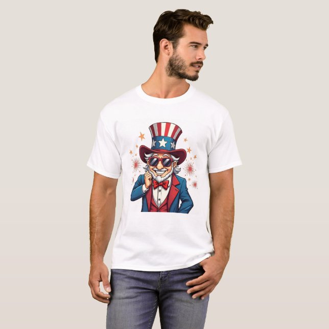 Cool Uncle Sam USA T-shirt (Hel framsida)