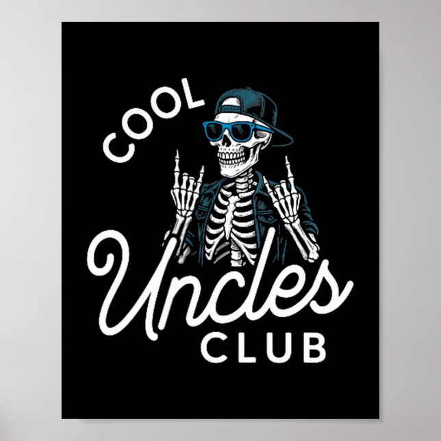 Cool Uncles Club Shirt Funny Skeleton Men Uncle  Poster (Framsidan)