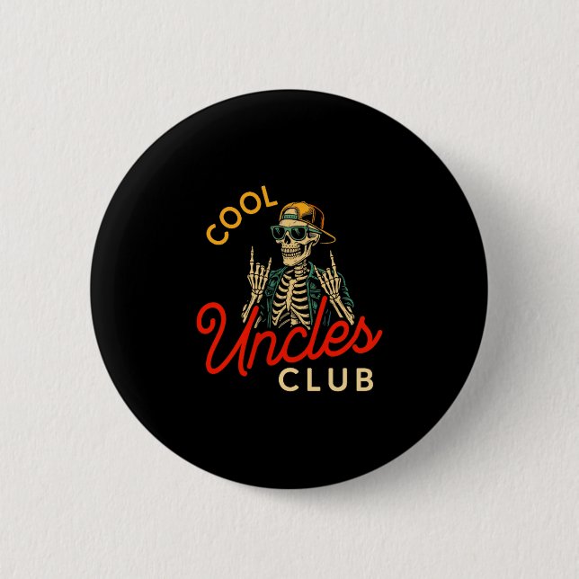 Cool Uncles Club Shirt Funny Skeleton Retro Uncle  Knapp (Framsida)
