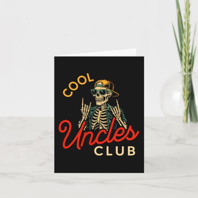 Cool Uncles Club Shirt Funny Skeleton Retro Uncle  Kort (Framsida)