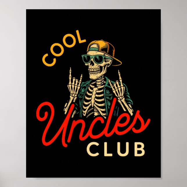 Cool Uncles Club Shirt Funny Skeleton Retro Uncle  Poster (Framsidan)