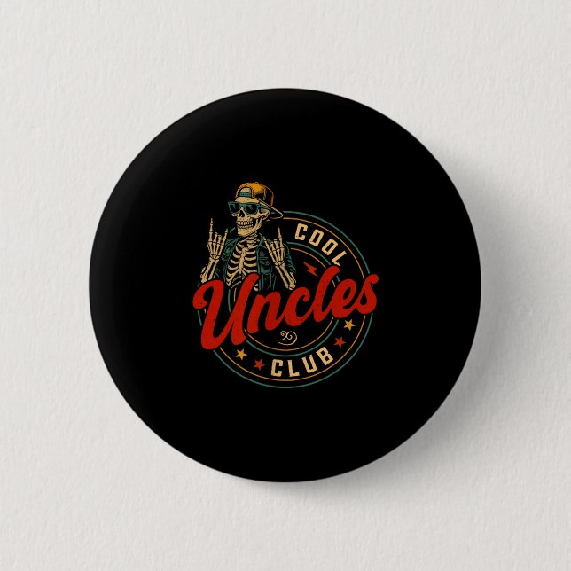 Cool Uncles Club Shirt Funny Skeleton Uncle Men Fa Knapp (Framsida)