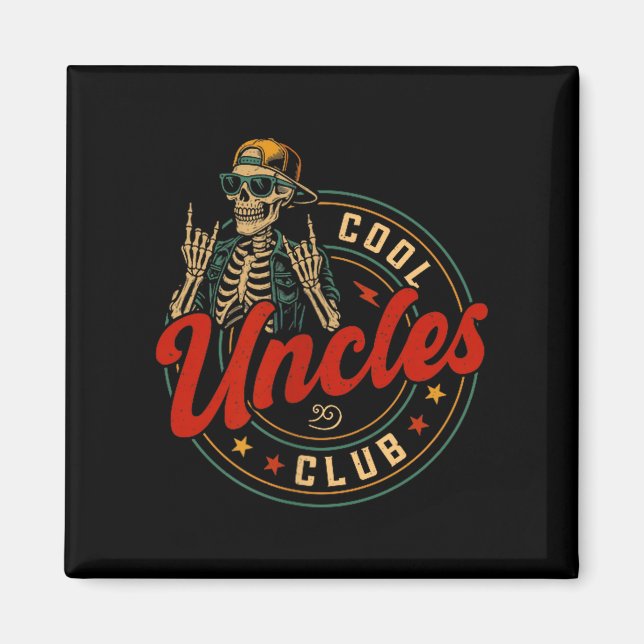 Cool Uncles Club Shirt Funny Skeleton Uncle Men Fa Magnet (Framsidan)