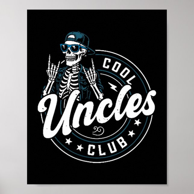 Cool Uncles Club Shirt Funny Skeleton Uncle Men  Poster (Framsidan)