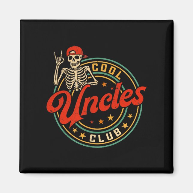 Cool Uncles Club Shirt Retro Funny Skeleton New Un Magnet (Framsidan)