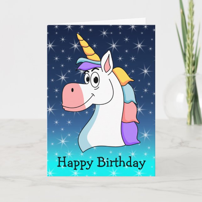 Cool Unicorn Födelsedag Kort (Framsida)