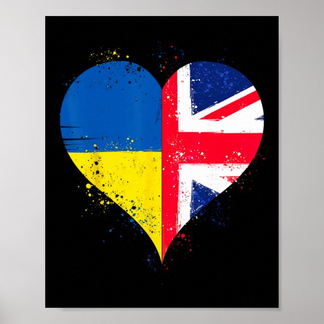 Cool Union Jack och ukrainska flaggan för stolta u Poster (Framsidan)