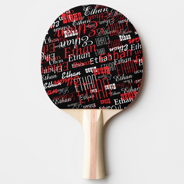 Cool upprepad röd namn typografi mönster pingisracket (Framsidan)