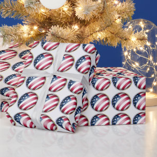 Cool US Flag Globe med blå guld och silverram Presentpapper