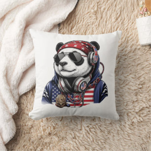 Cool USA Panda – Patriotisk röd, vit och blå panda Kudde