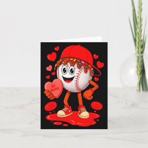 Cool Valentine Basebollspelare Hjärtan Droppade Eq Kort