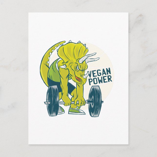 COOL VEGAN Triceratops Dinosaur Styrkelyft Vykort (Framsida)