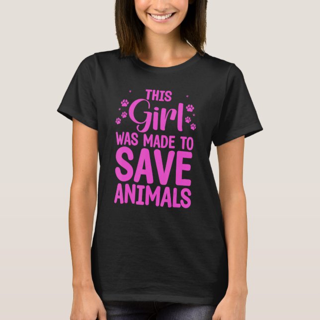 Cool Veterinarian For Girls Kids Women Save Animal T Shirt (Framsida)