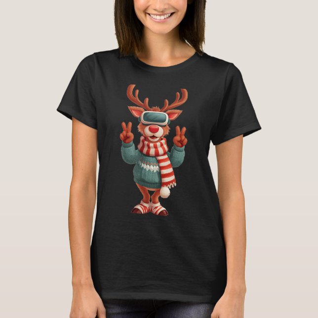 Cool Virtual Reality Reindeer Costume For Adults A T Shirt (Framsida)