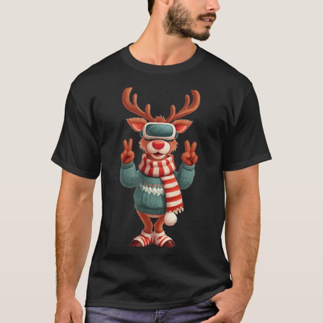 Cool Virtual Reality Reindeer Costume For Adults A T Shirt (Framsida)