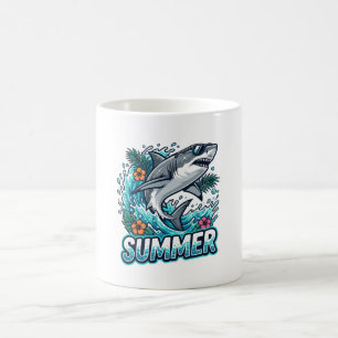 Cool Vit Haj Hoppande - sommar djur Kaffemugg