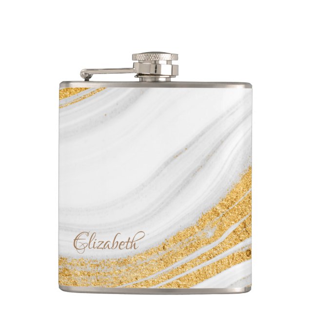 Cool vit marmor guld glitter fickplunta (Framsidan)