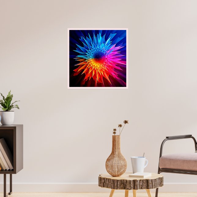 Cool Warm Spiky Starburst Art Poster (Vardagsrum 3)