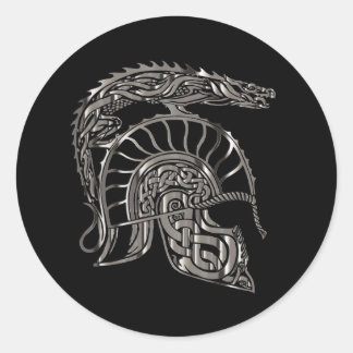 Cool Warrior Metallic Dragon Helmet Runt Klistermärke