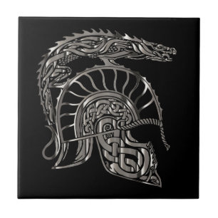 Cool Warrior Metallic Drakhuvudbonad Kakelplatta