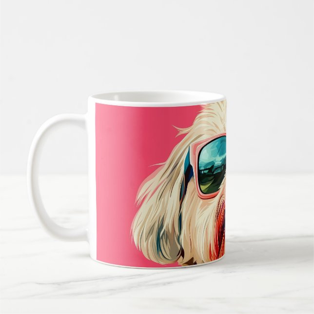 Cool West Highland White Terrier dog with sunglass Kaffemugg (Vänster)
