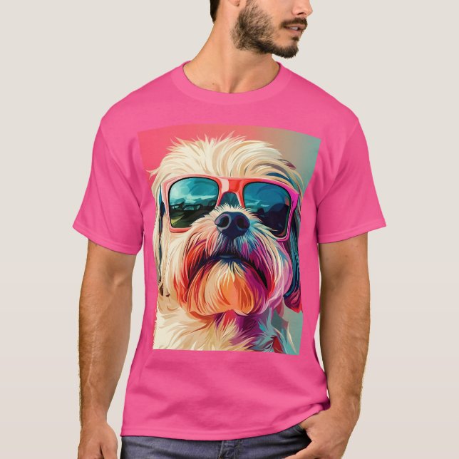 Cool West Highland White Terrier dog with sunglass T Shirt (Framsida)