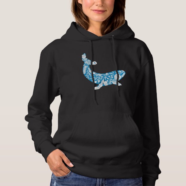 Cool Whale Made Of Nature Elements Ocean T Shirt (Framsida)