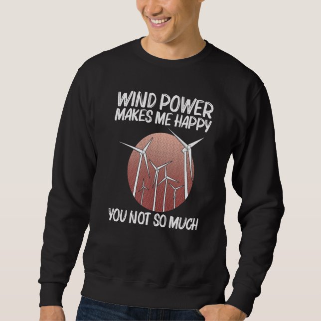 Cool Wind Power För män Kvinnor Vindkraftverk Förn Lång Ärmad Tröja (Framsida)