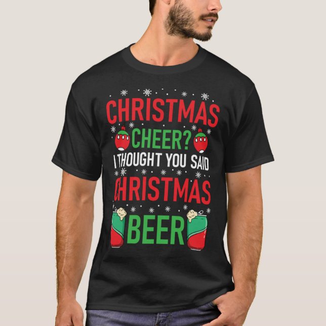 Cool Winter Holiday  Beer Drinking  Christmas Humo T Shirt (Framsida)