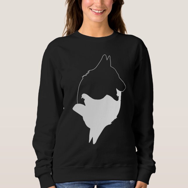 Cool Yin Yang Dog Cute German Shepard With White I T Shirt (Framsida)